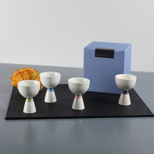 달소금 도자기 손잡이 장구술잔 50ml x 4종 실속세트, 컬러링, 1세트