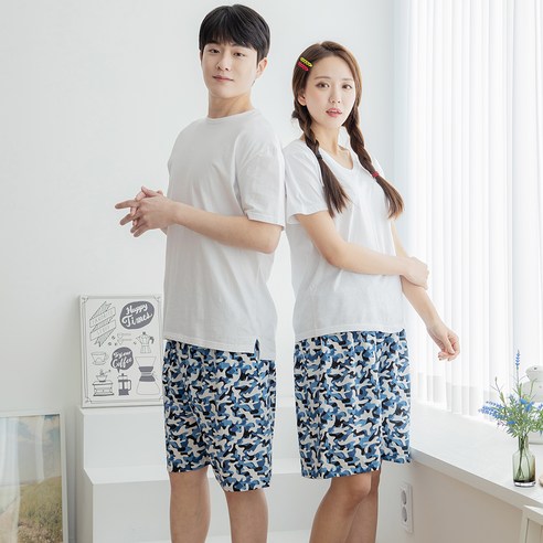 커플용 인견 5부 홈웨어 잠옷 바지 2p