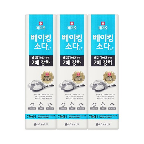 [KT알파쇼핑]페리오 베이킹소다 플러스 치약 100gx3_2개, 100g, 6개