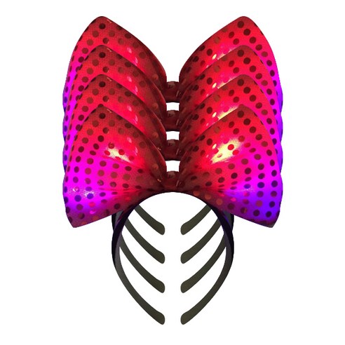 마켓감성 LED 왕리본 헤어밴드, 레드, 4개