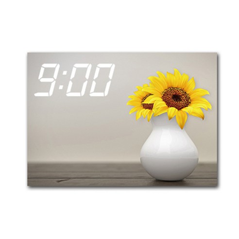 홈마인 LED 시계 캔버스 프린팅 액자 해바라기 A3, 24