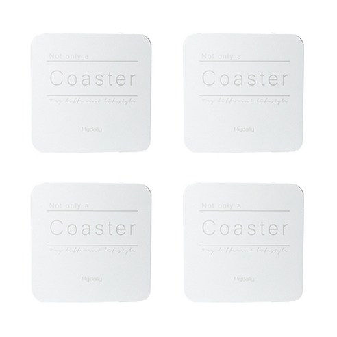 북유럽 홈 카페 레터링 코스터 4p, 화이트 스퀘어