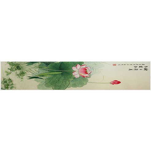 전통적 연꽃 디자인 다도 티 테이블러너, 04, 30 x 100 cm