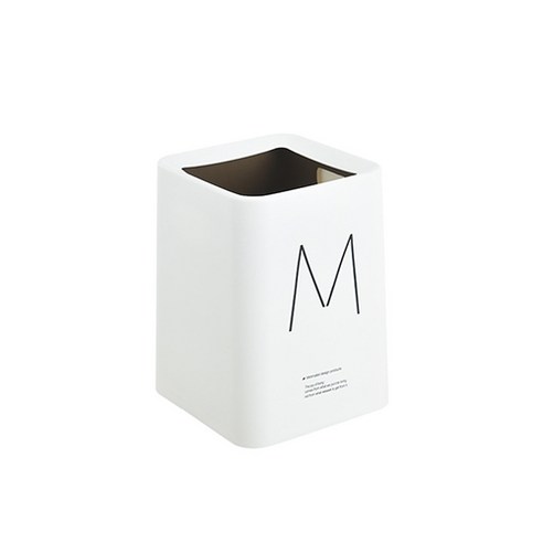 스타 모던스타일 심플 휴지통 8L, 화이트(휴지통), 블랙 M(로고), 1개