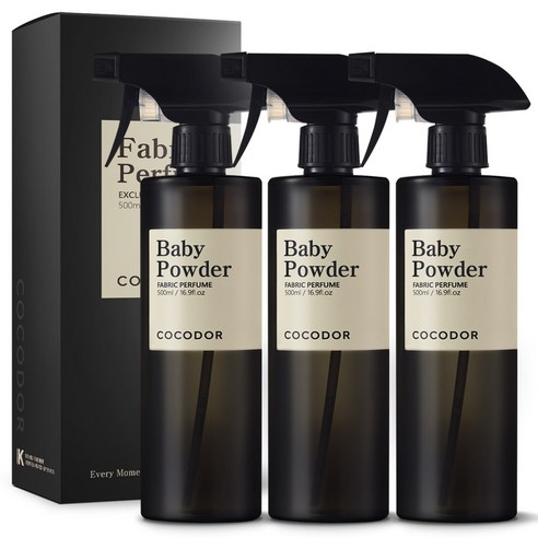 코코도르 패브릭 퍼퓸 섬유탈취제 본품, 500ml, 3개, 베이비 파우더