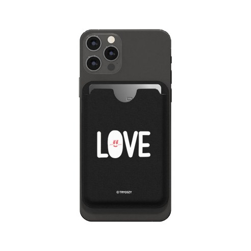 트라이코지 커플 가죽 휴대폰 카드수납포켓, LOVE, 1개