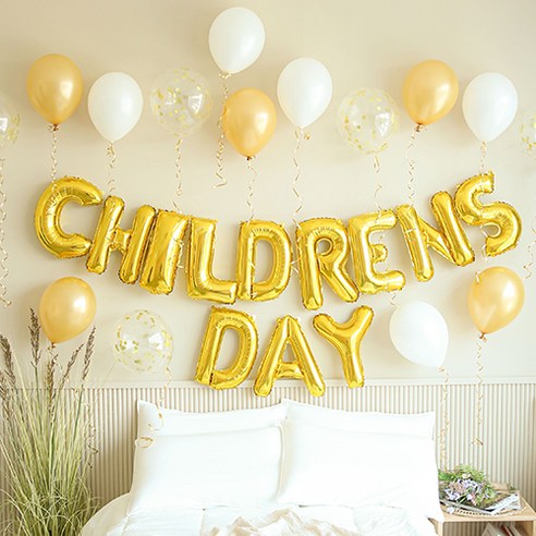 파티해 CHILDRENSDAY 컨페티 풍선세트, 골드, 1세트