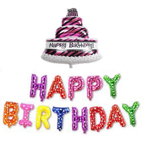 이모쿠비 생일파티풍선 케이크 가랜드세트, 도트, 1세트