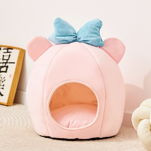 랜보어 반려동물 리본 곰돌이 포근 하우스, 핑크