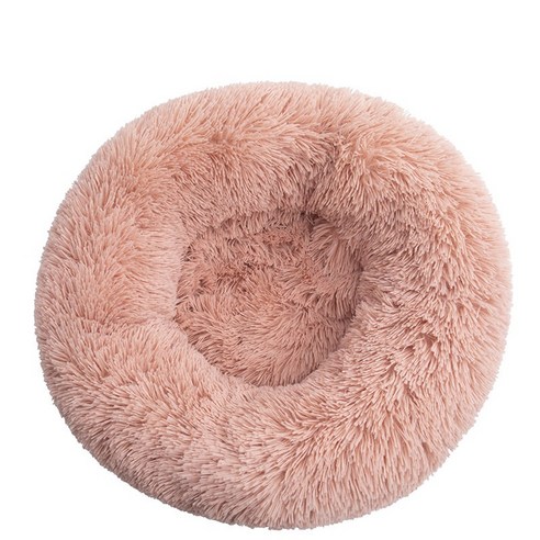 유니코시 반려동물 따뜻한 원형 침대 방석, 02 레더 핑크
