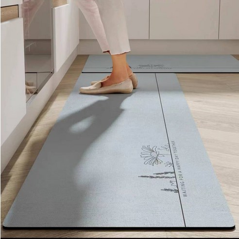 북유럽 논슬립 빨아쓰는 규조토 물흡수 주방 발매트 45 x 120 cm, 해피데이, 1개