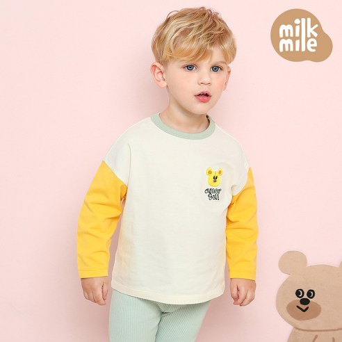 밀크마일 아동용 뉴 곰돌 포인트 나글란 티셔츠