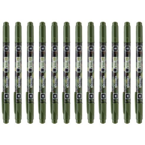 라인플러스 OHP펜 1mm 물펜MB 3.0mm 12p, 흑색, 1개