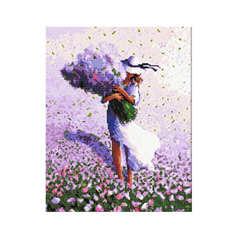 코쿼드 DIY 액자형 보석십자수 세트 40 x 50 cm, 꽃을 든 여인(DP506), 1세트