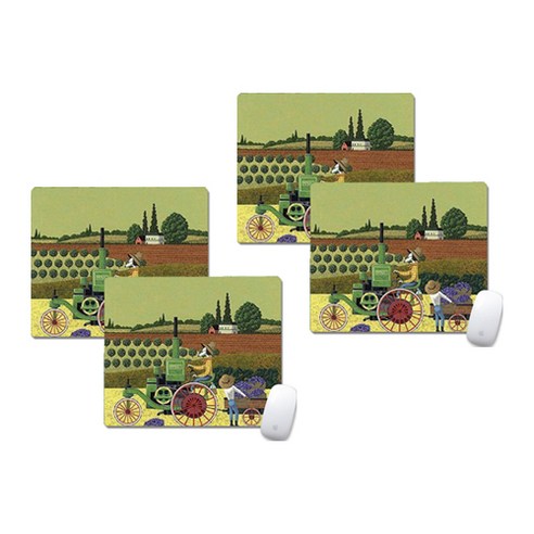 애니멀 패밀리 피크닉 마우스패드 20 x 24 cm, 06, 4개