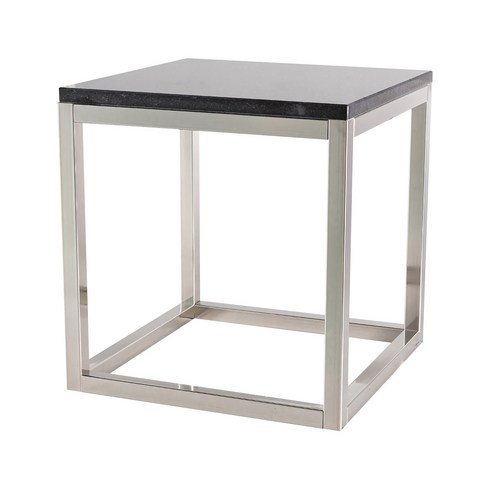 뷰티풀스페이스 대리석 티테이블 TT-01 400 x 400 x 500 mm, 갤럭시 블랙(대리석), 실버 밀러(프레임)