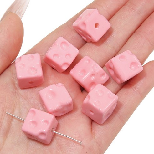 알로데 스퀘어 치즈 글로시 큐브 DIY 비즈 14 x 14 mm 5p, B01 핑크, 5개