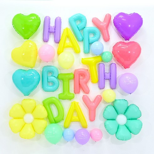 파티쇼 생일 파티 알파벳 데이지 풍선 마카롱 세트, 혼합색상, 1세트