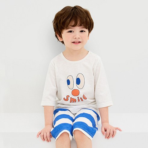 유니프랜드 아동용 스마일 면 7부내의 상하의 세트