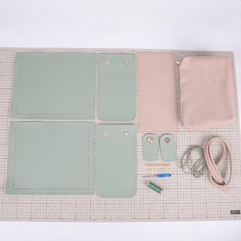 바이비드 Rogar 핸드메이드 DIY 배색 숄더백 만들기 키트, 1세트, 그린카키