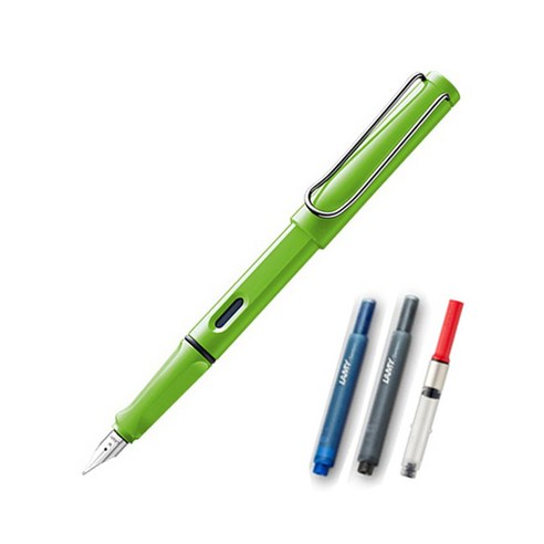 LAMY 사파리 만년필 컨버터 세트, EF, 만년필(그린), 케이스(랜덤발송), 1세트