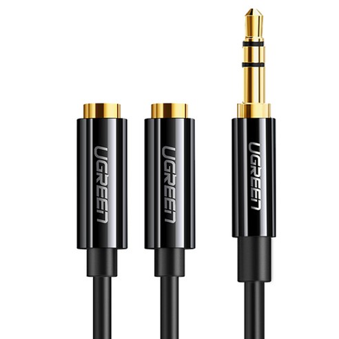 유그린 3.5mm 스테레오 이어폰 분배기 M to 2F 오디오 Y잭 케이블, 블랙, 1개, AV134