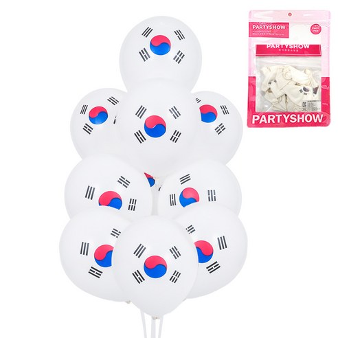 파티쇼 파티 장식 풍선 태극기 인쇄 풍선 10p, 혼합색상, 2개