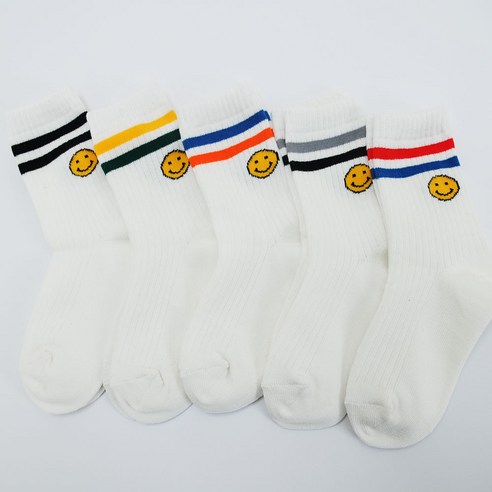 지앤 아동용 캐릭터 링글스마일 양말 5켤레 세트