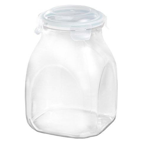 발룬피니 다용도 사각 캐니스터 유리 저장병, 1개, 3.2L