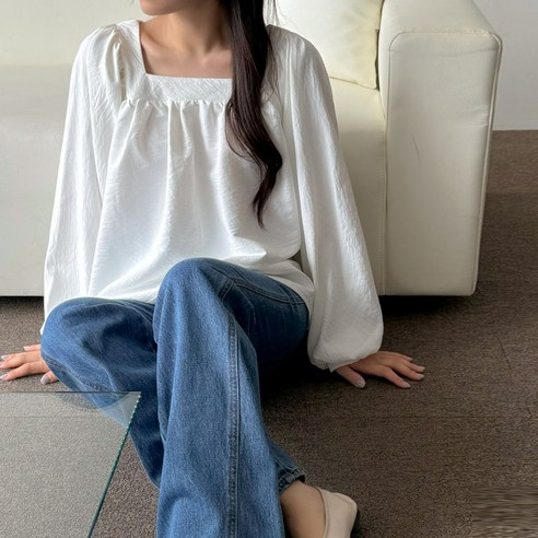 긴팔 스퀘어넥 블라우스 임부복 a956