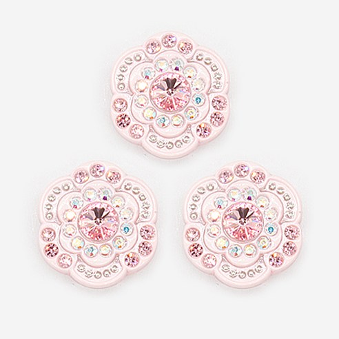 큐빅 보석 단추 벚꽃 21mm, 핑크, 3개
