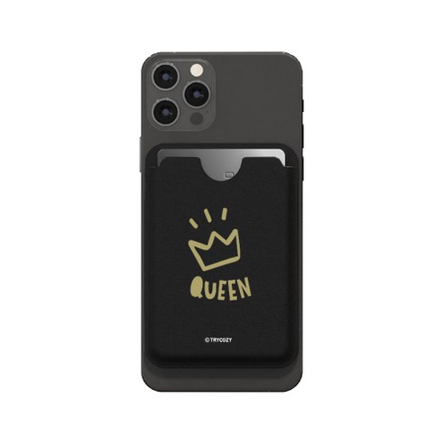 트라이코지 커플 가죽 휴대폰 카드수납포켓, QUEEN, 1개