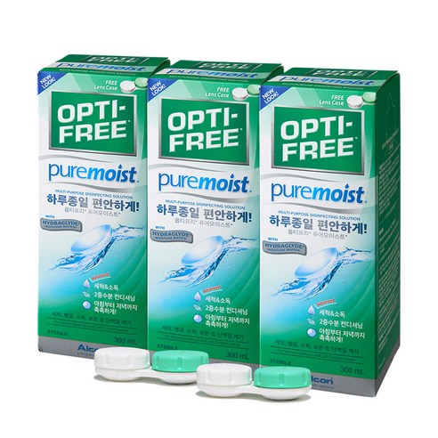 옵티프리 퓨어모이스트 렌즈세정액 300ml x 3p + 렌즈케이스 2p, 900ml, 2세트