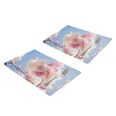 스프링 벚꽃 린넨 플레이스매트 2p, 01, 45 x 32 cm, 2개