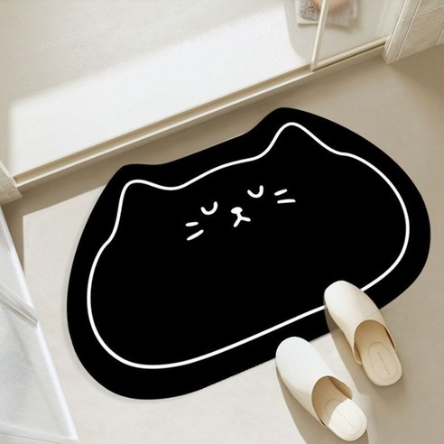 데이소이 잠자는 고양이 욕실 발매트 2.5mm, 블랙