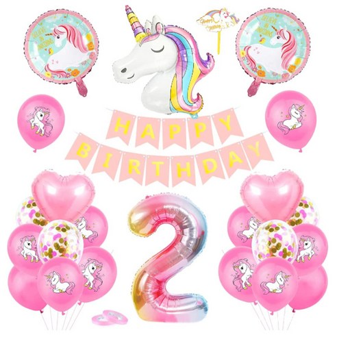 마켓감성 무지개 유니콘 생일 파티 풍선 세트, 타입2, 1세트