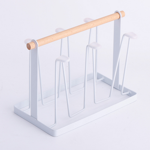 DIGIXO 우드 컵 정리 건조대, 화이트, 1개