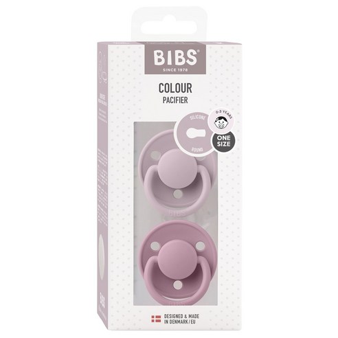 BIBS 유아동 DE LUX 실리콘 쪽쪽이 2종 기프트세트, 0~3년, 더스키라일락, 헤더, 1개