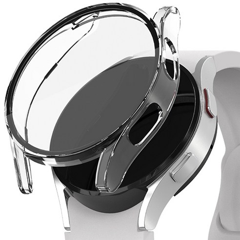 신지모루 변색방지 풀커버 강화유리 하드커버 갤럭시워치 케이스, 크리스탈 클리어