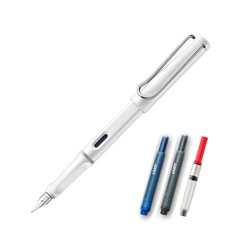 LAMY 사파리 만년필 컨버터 세트, EF, 만년필(화이트), 케이스(랜덤발송)