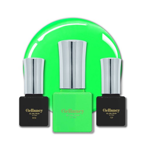 벨랑시 원스텝 젤네일 5ml + 젤네일 베이스 5ml + 젤네일 탑 5ml 세트, 1세트, SN 27 네온 그린