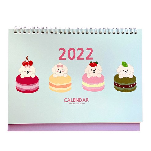 쁘숑앤포숑 2022 데스크 캘린더, 마카롱, 1개