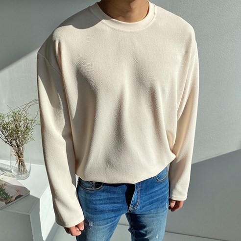 머시따 남성용 오버핏 컬러 긴소매 티셔츠