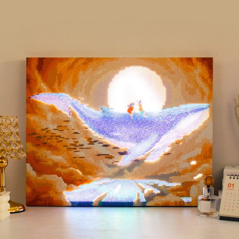 아트조이 DIY LED 캔버스형 보석십자수 40 x 50 cm, 떠나자 고래야, 1개