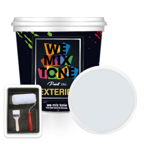 WEMIXTONE 외부용 EXTERIOR 페인트 3L + 붓 + 로울러 + 트레이 세트, WMT0261P01(페인트), 1개