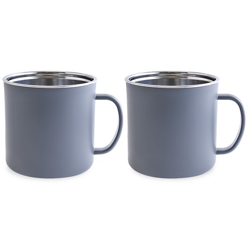 디유 상상앤드 2중 스텐 보온보냉 예쁜 까페 머그잔 430ml, 그레이, 2개