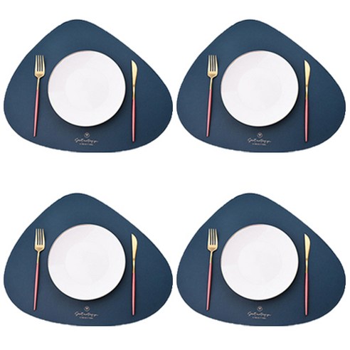 살림의기술 가죽 조약돌 식탁매트 4p, 진블루
