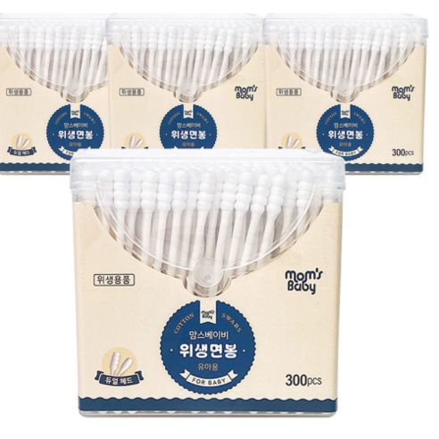 맘스베이비 유아용 위생면봉, 300개입, 4개