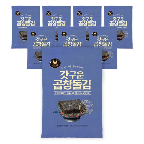 6월 13일 갓 구운 만전김 갓구운 곱창돌김 전장, 25g, 8개