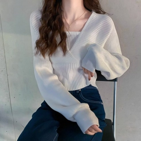 女  時尚  服裝  上衣  V 領  針織  毛衣  成年女性  成年女性  女裝